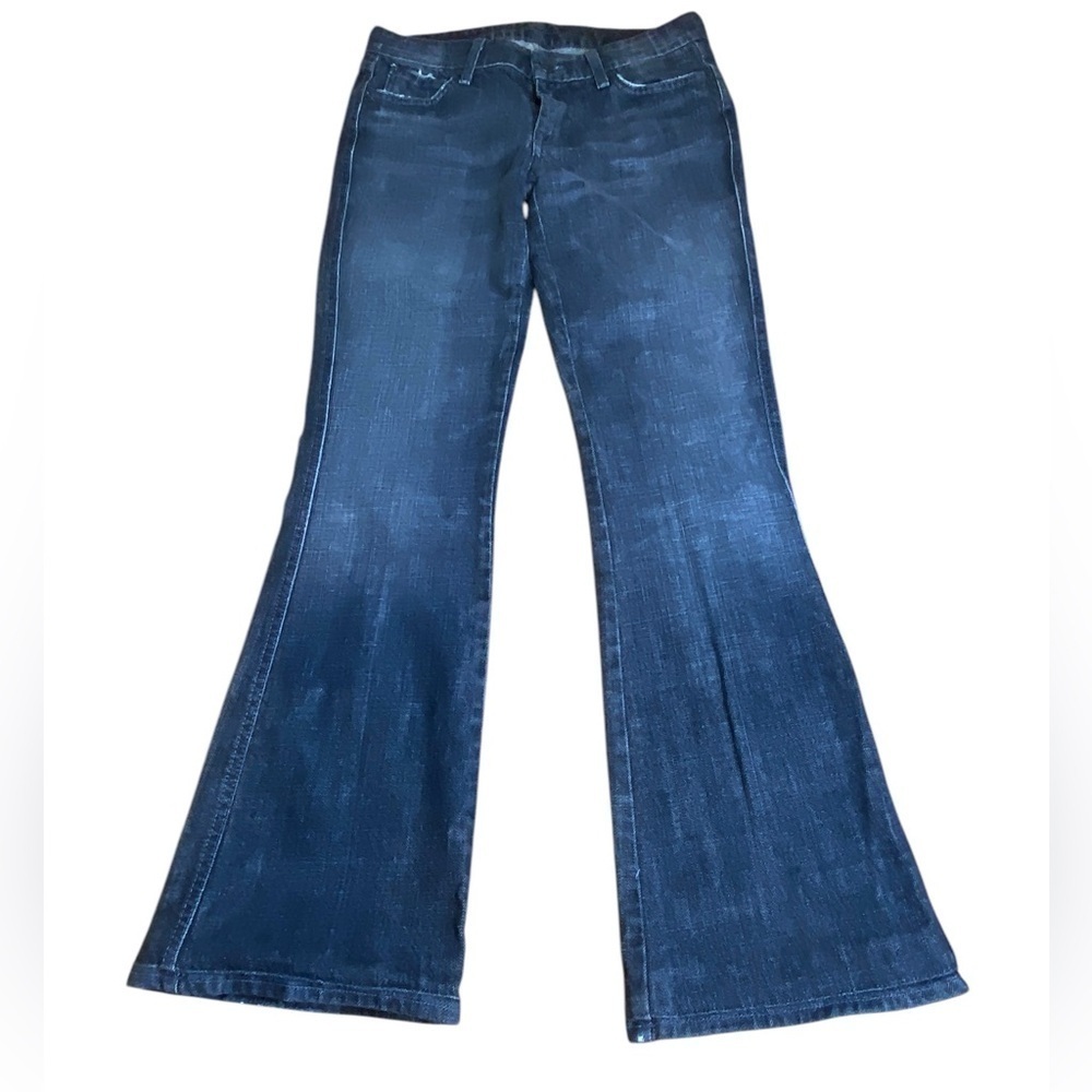 7 For All Mankind “A” Pocket Flare Blue Denim Midrise 90’s Jeans Women’s Size 29